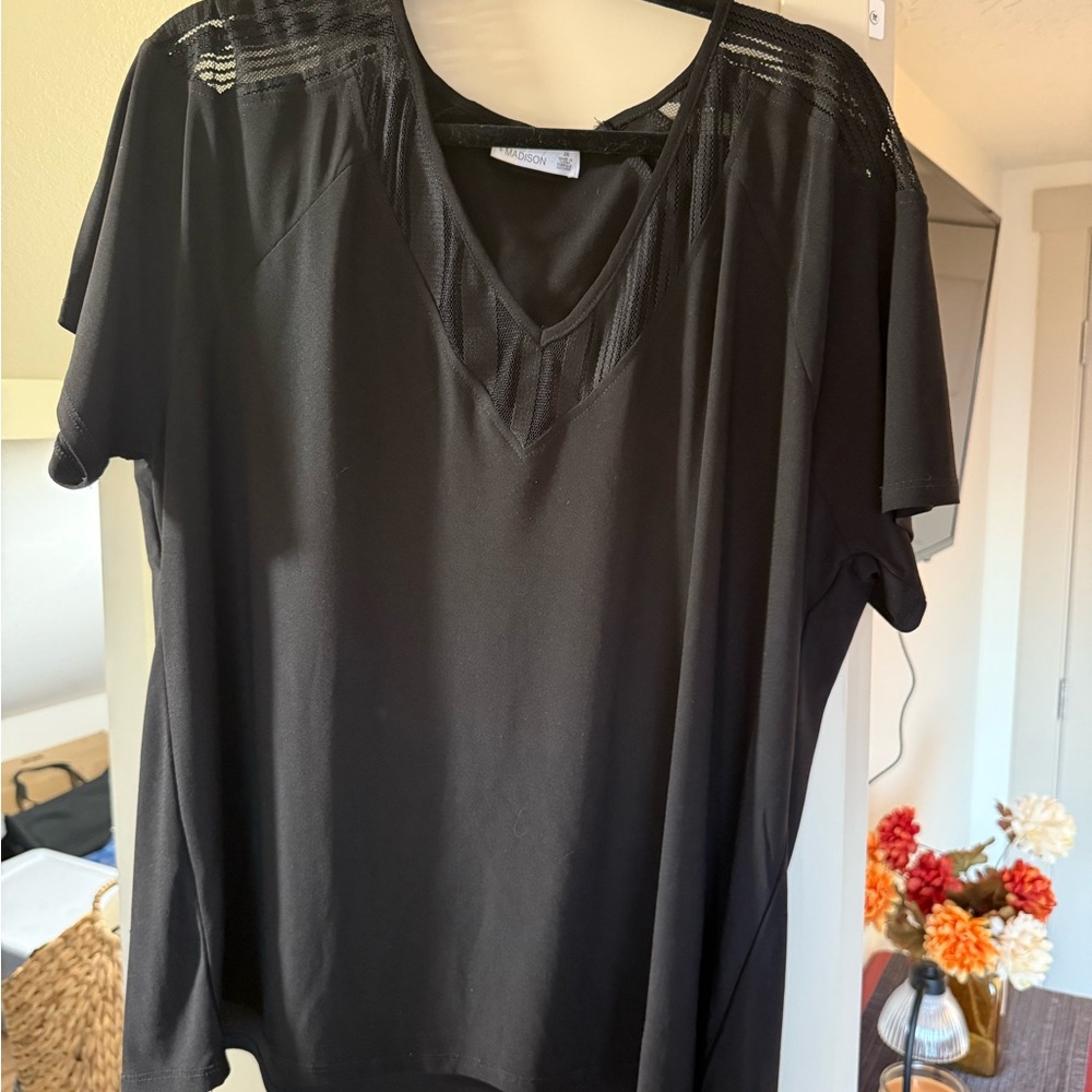 Madison Black V-Neck Blouse